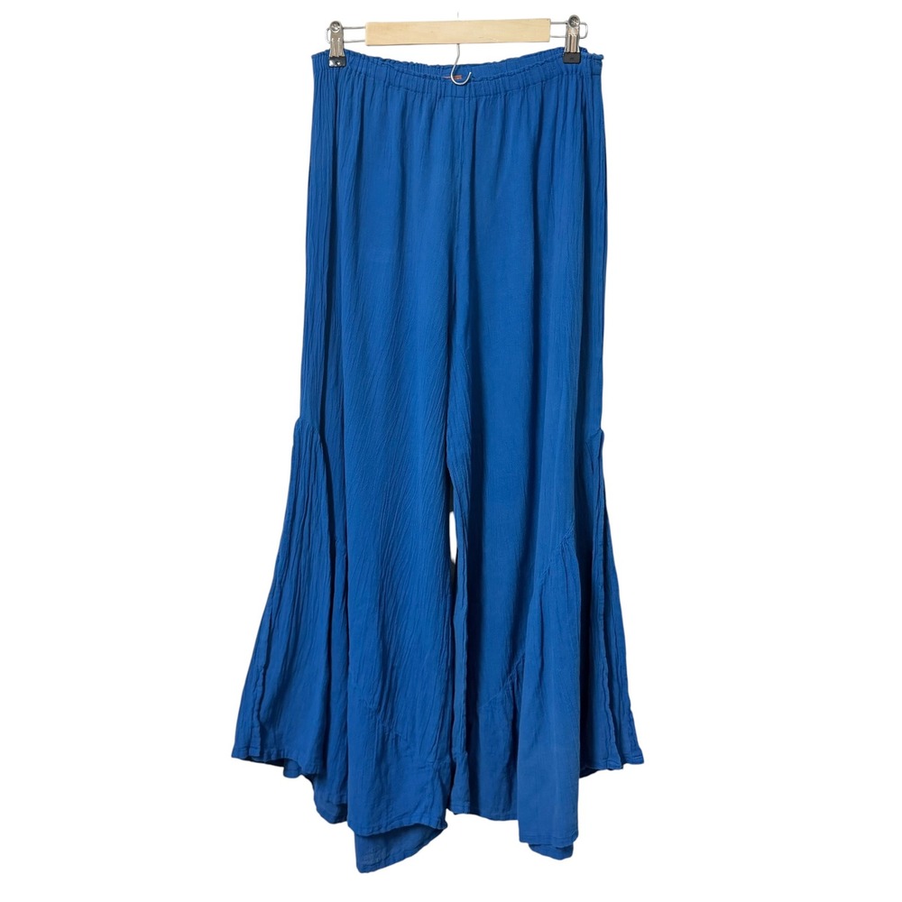 Oh My Gauze Pants Womens 2 Wide Leg Cotton Crinkle Gauze Boho Lagenlook Palazzo